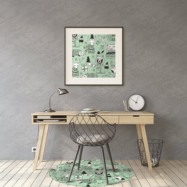Office chair mat Scandinavian zoo