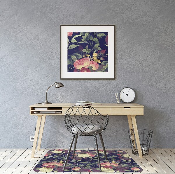 Office chair floor protector Vintage flowers