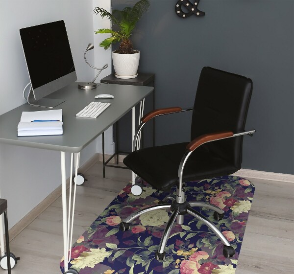 Office chair floor protector Vintage flowers