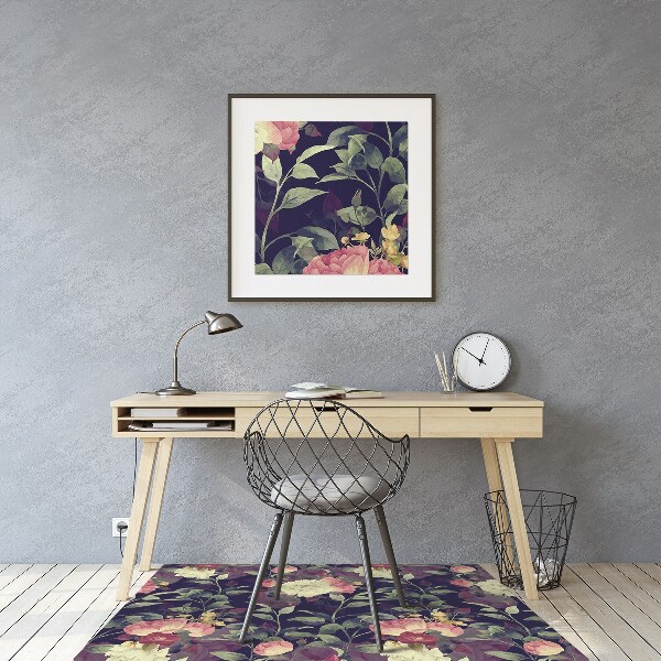 Office chair floor protector Vintage flowers