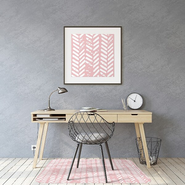Office chair floor protector pink herringbone