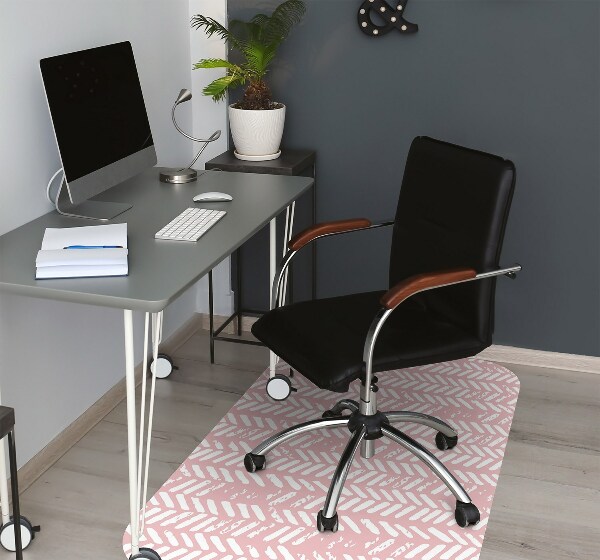 Office chair floor protector pink herringbone