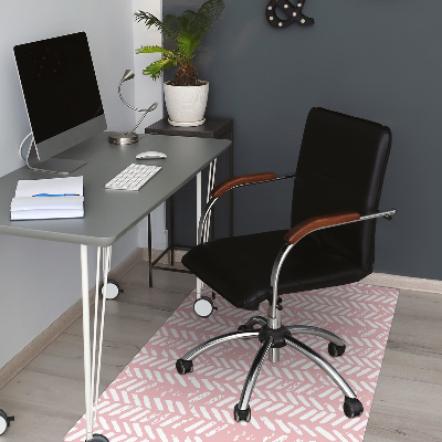 Office chair floor protector pink herringbone