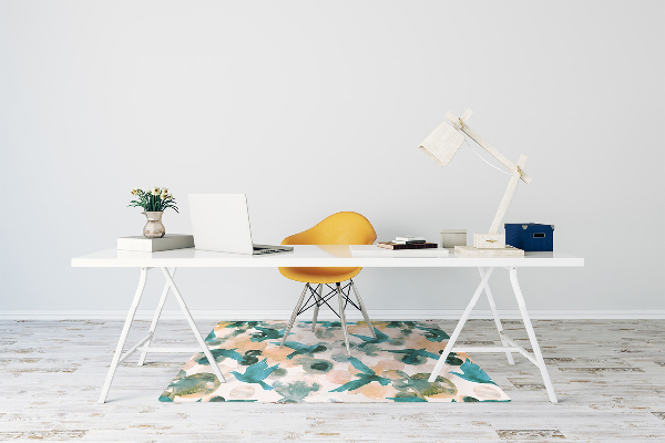 Office chair floor protector watercolor birds