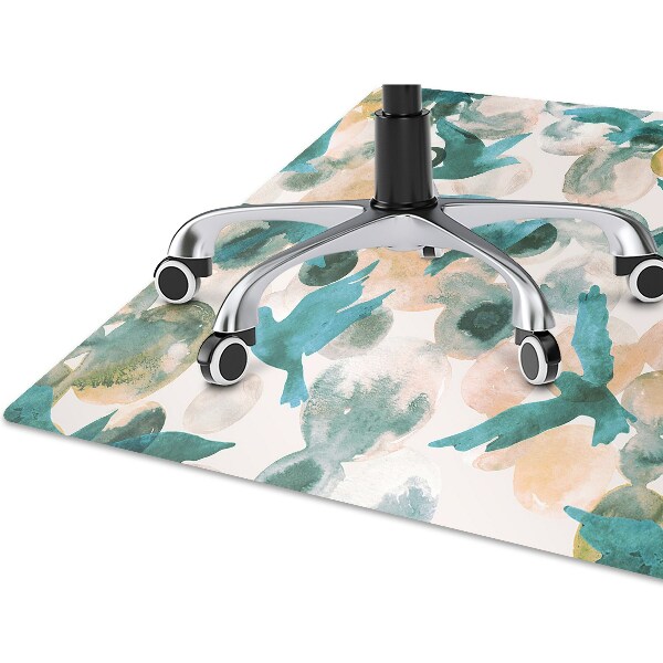 Office chair floor protector watercolor birds