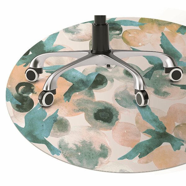 Office chair floor protector watercolor birds