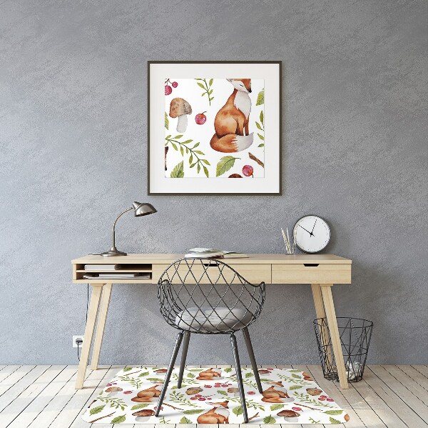 Chair mat floor panels protector Fox and the fruits of the forest