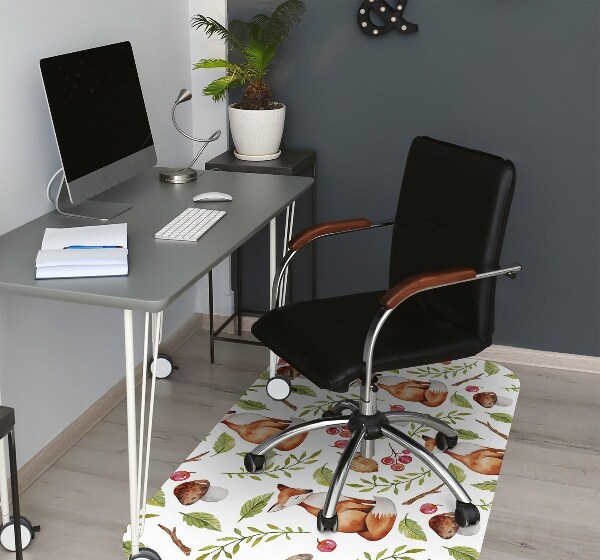 Chair mat floor panels protector Fox and the fruits of the forest
