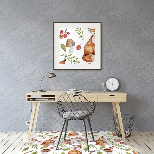 Chair mat floor panels protector Fox and the fruits of the forest