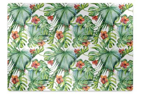 Chair mat floor panels protector Hawaiian leaves