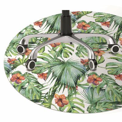 Chair mat floor panels protector Hawaiian leaves