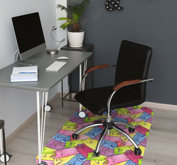 Office chair mat happy cats