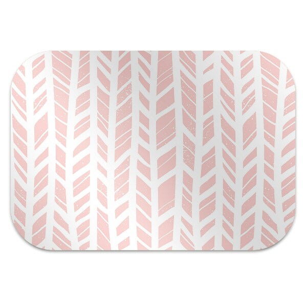 Office chair floor protector pink herringbone
