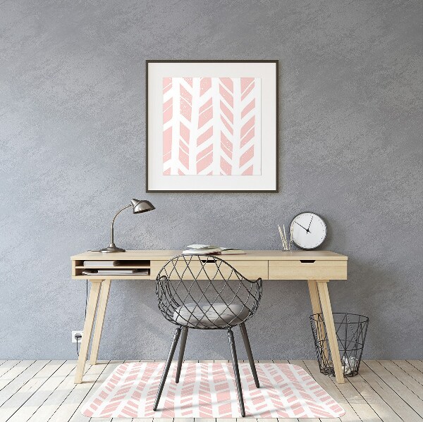 Office chair floor protector pink herringbone