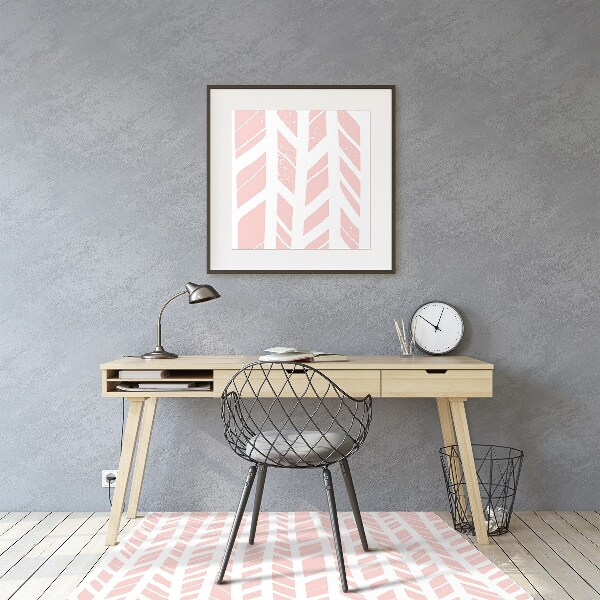 Office chair floor protector pink herringbone