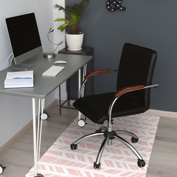 Office chair floor protector pink herringbone
