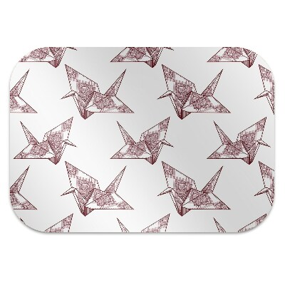 Desk chair mat origami birds