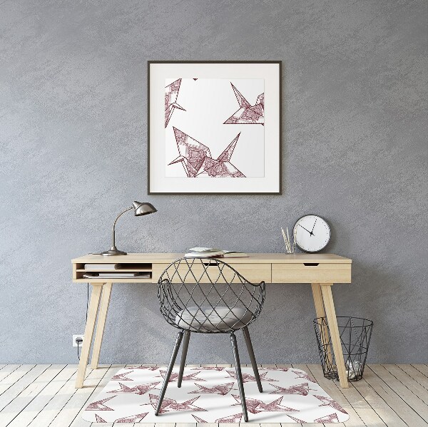 Desk chair mat origami birds