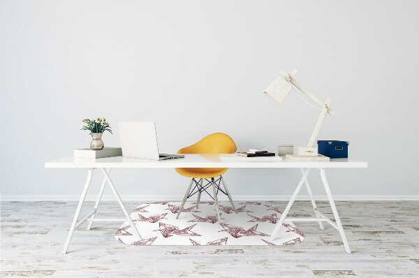 Desk chair mat origami birds