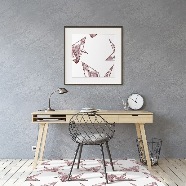 Desk chair mat origami birds