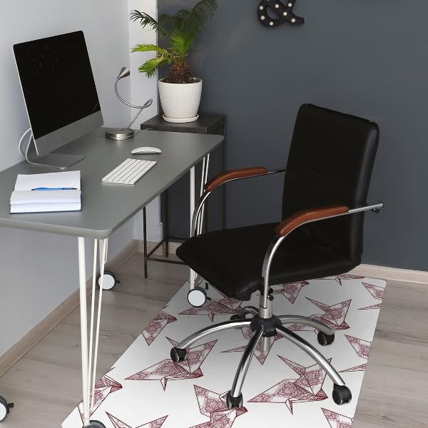 Desk chair mat origami birds