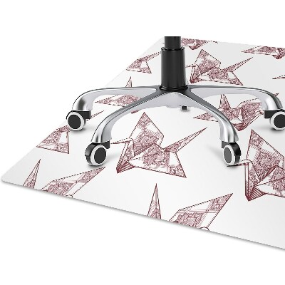 Desk chair mat origami birds