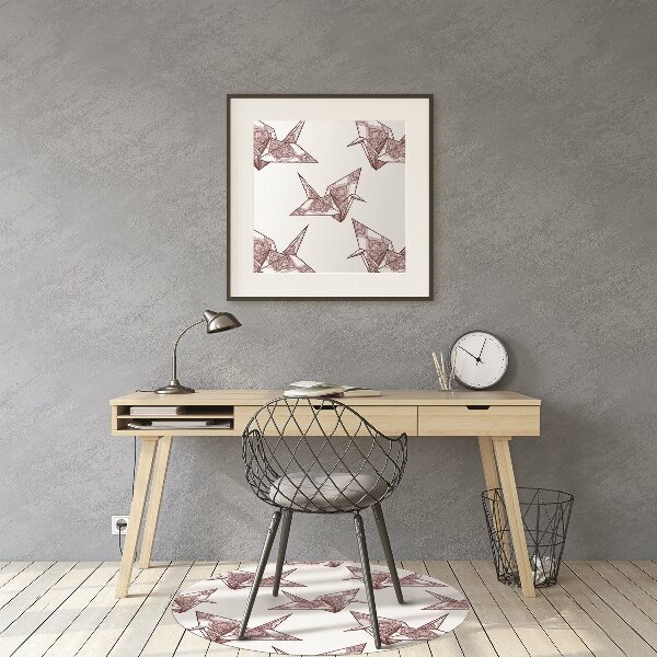 Desk chair mat origami birds