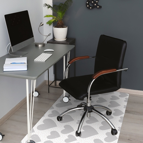 Desk chair mat gray heart