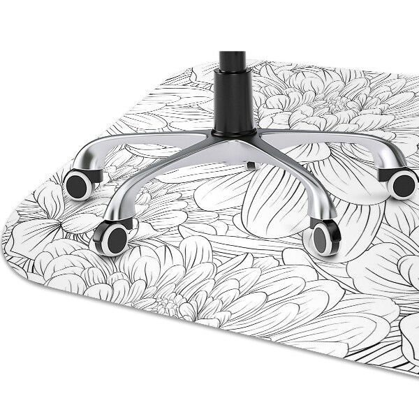 Office chair mat sketched flowers