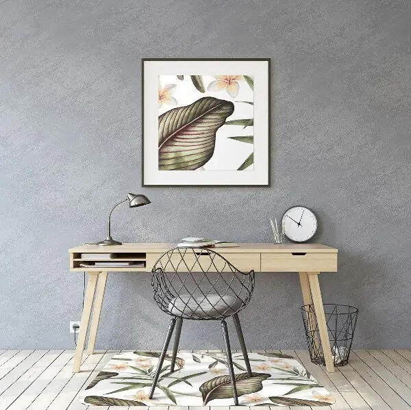 Office chair mat Leaves and flowers
