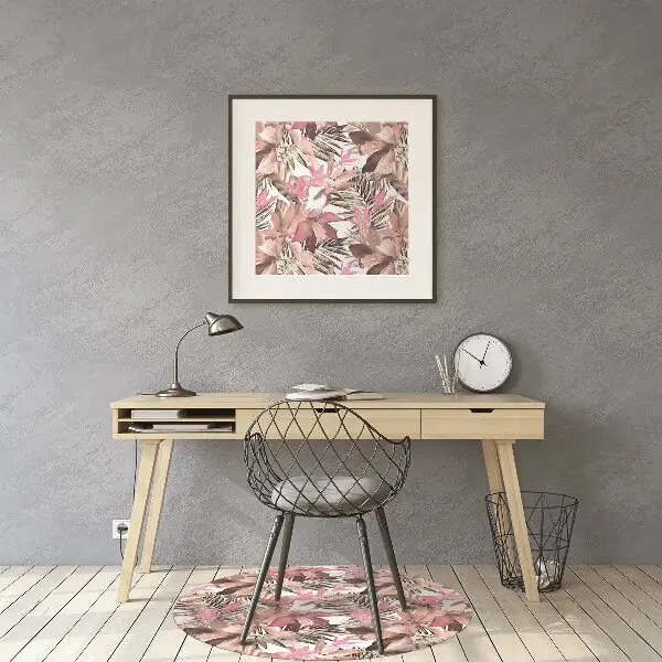 Chair mat floor panels protector tropical flower