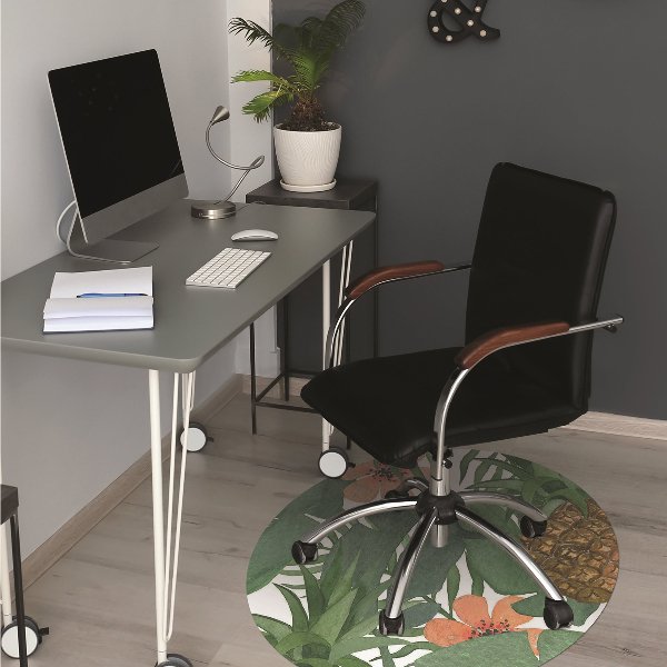 Office chair mat tropical pineapple