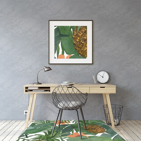 Office chair mat tropical pineapple