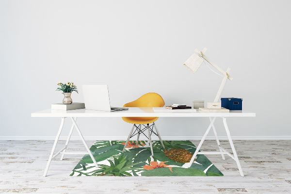 Office chair mat tropical pineapple