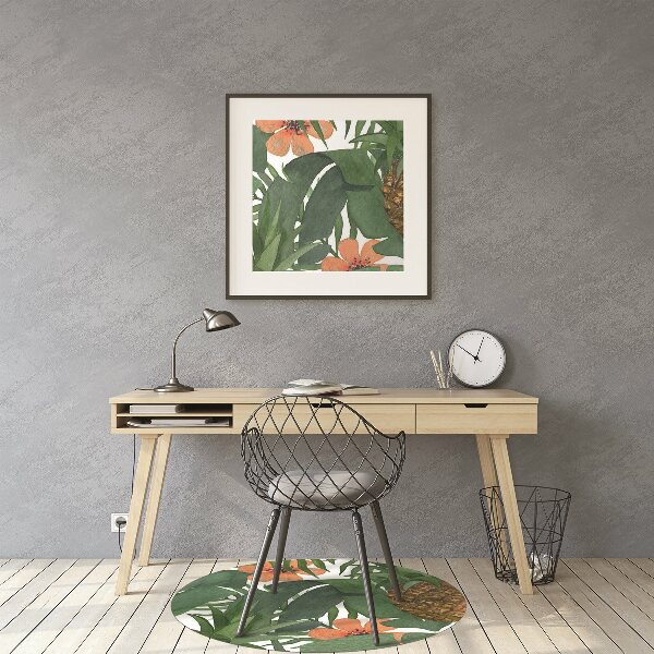 Office chair mat tropical pineapple