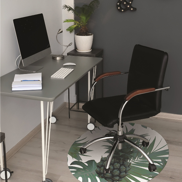 Office chair mat green pineapples