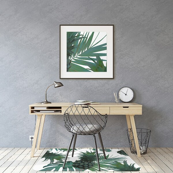 Office chair mat green pineapples