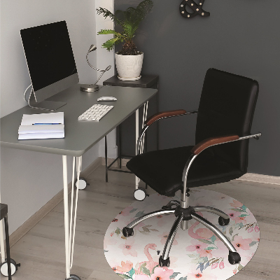 Office chair mat Flamingos flowers