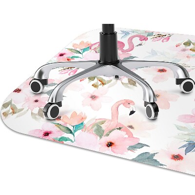 Office chair mat Flamingos flowers