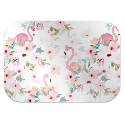 Office chair mat Flamingos flowers