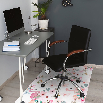 Office chair mat Flamingos flowers