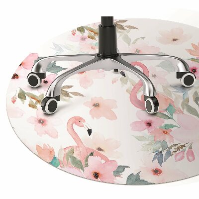 Office chair mat Flamingos flowers