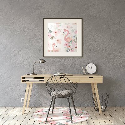 Office chair mat Flamingos flowers