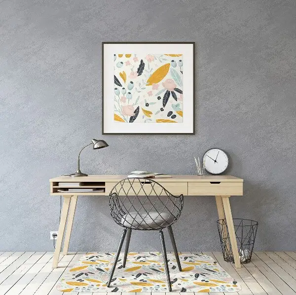 Chair mat floor panels protector pastel leaves