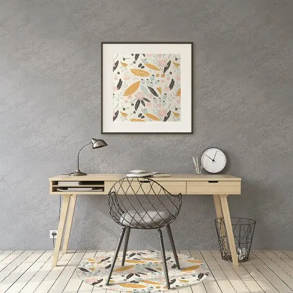 Chair mat floor panels protector pastel leaves