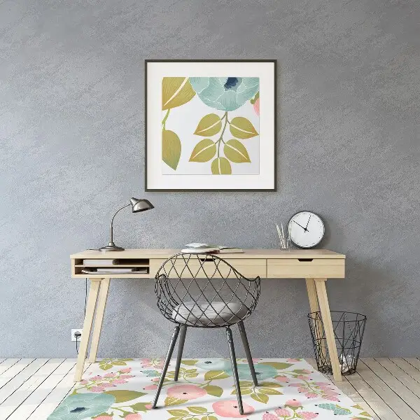 Office chair mat Spring flowers