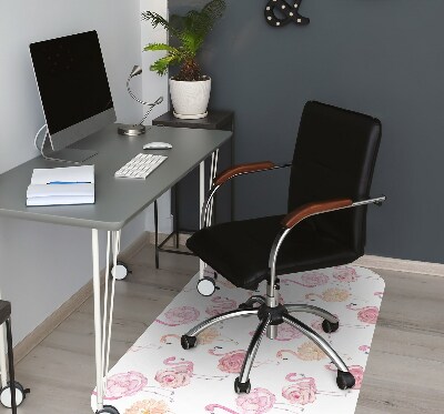 Office chair mat Flamingos and flowers