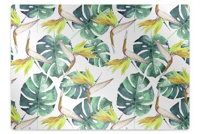 Office chair mat exotic leaves