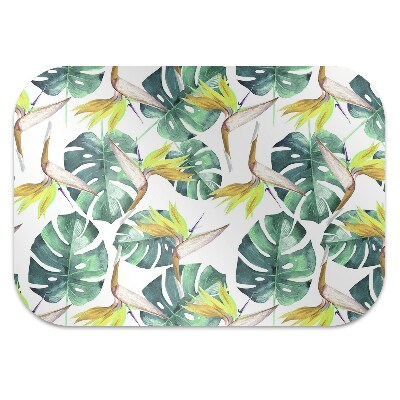 Office chair mat exotic leaves