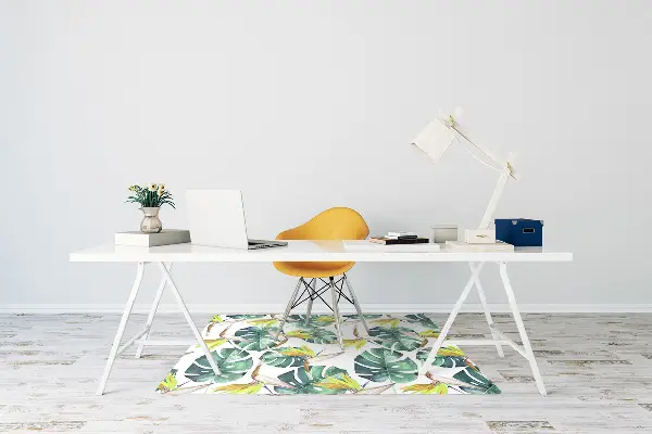 Office chair mat exotic leaves